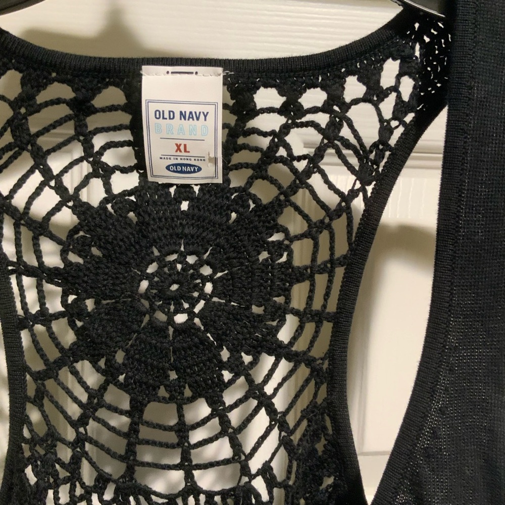 New Sexy Black Crochet Back Tank